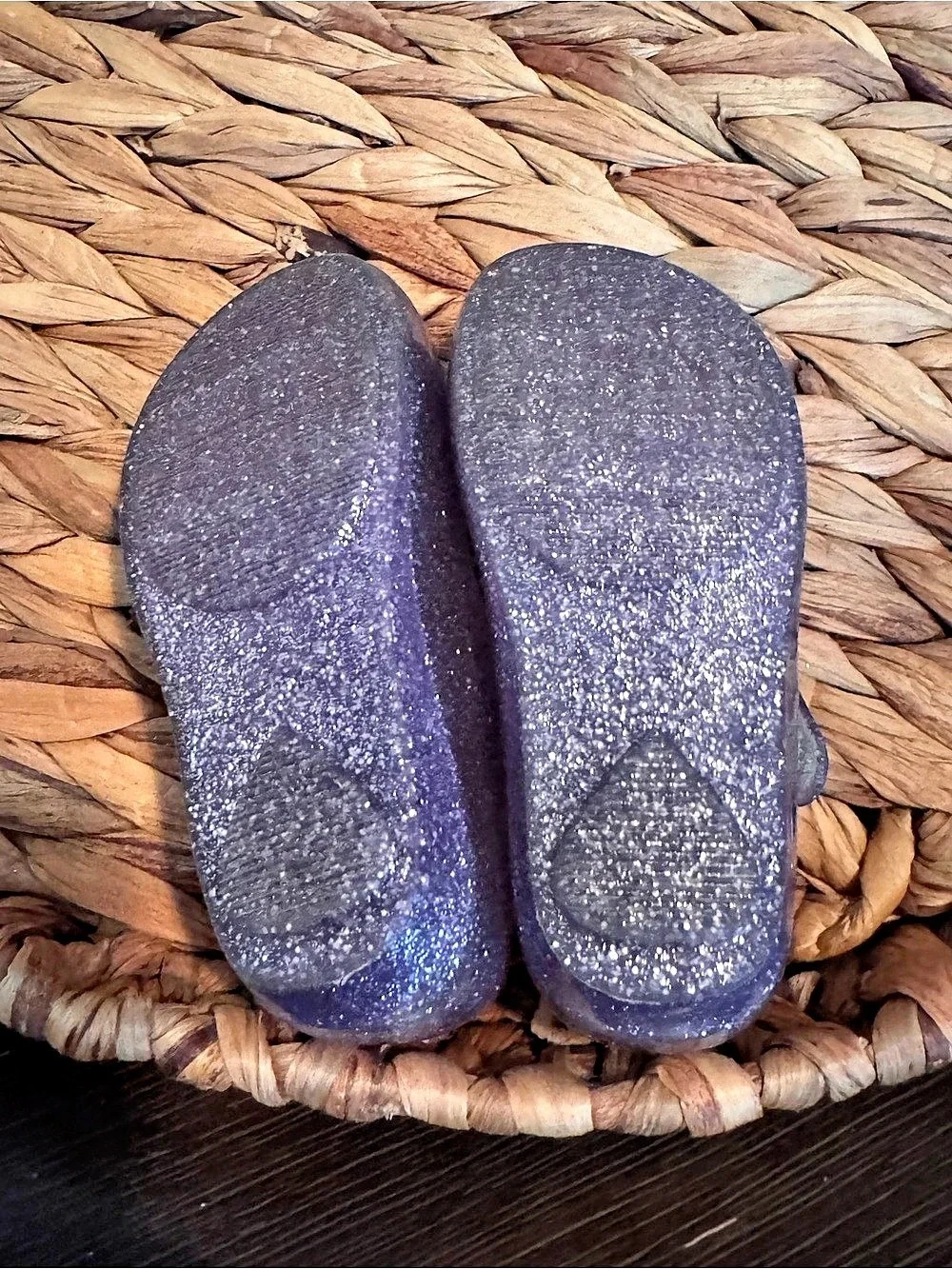 mini melissa Purple Glitter Flower Mary Jane Shoes